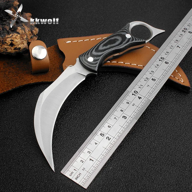 Sharp tactical karambit Knife Mikata handle Cowhide sheath outdoor ...