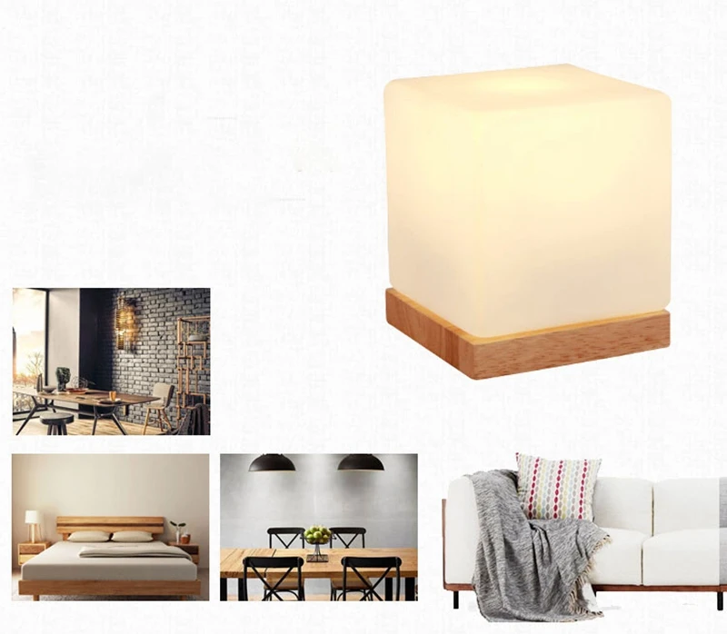 Modern Simplicity Style Wooden Table Lamp Living Room Bedroom Beside Reading Night Light   Retro Polyhedron Indoor Desk Light (14)