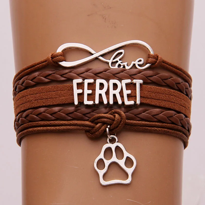 

Infinity Love Ferret Bracelets animal paw charm Ferret Mom Bracelet & Bangles Wrap handmade jewelry For Women Men Drop Shipping