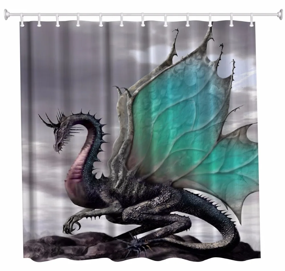Dragon Bathroom Shower Curtains Waterproof Polyester Fabric Bath