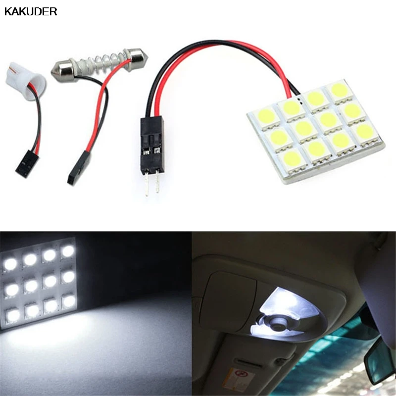 

KAKUDER 12 SMD 5050 Festoon car interior light led cob T10 BA9S Dome Festoon led panel car auto interior 12V May22#2