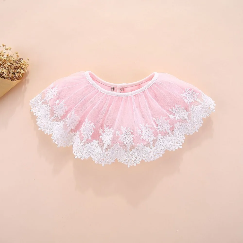 Cotton Lace Bib Fashion Wild New Baby Girls Solid Color Pink White Supplies Baby Products Cotton Bandana Saliva Towel (5)