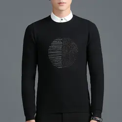 2017 Новый брендовый свитер мужской моды мужской печати мужской свитер Повседневный тонкий пуловер мужские свитера Soild Цвет черный с