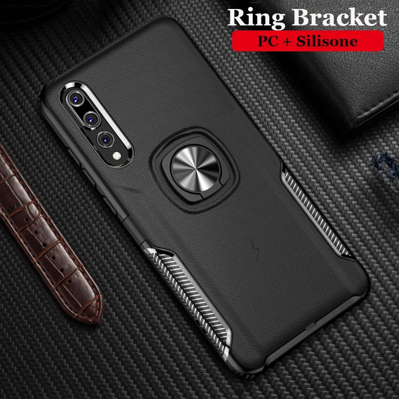 

Silicone Cases For Huawei P20 P 20 Pro Case Metal Ring Stand Soft Silicone Cover for Huawei P20 Lite Cases Shell Fundas