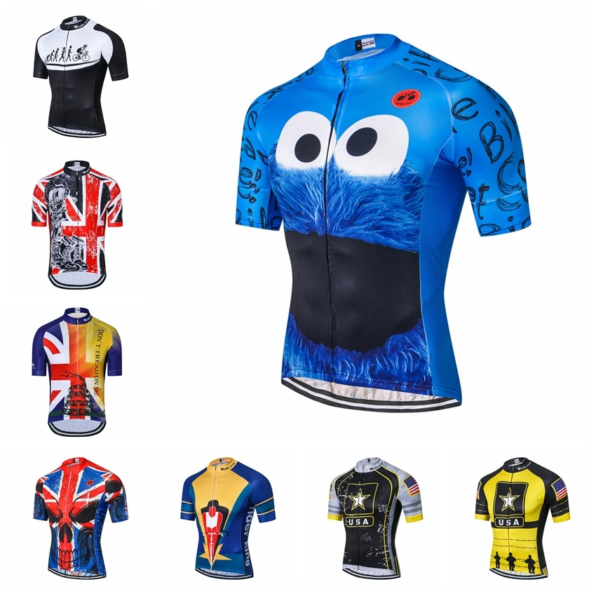 

Weimostar USA Cycling Jersey mens mtb Jerseys road Bike bicycle shirts Short Sleeve Ropa Ciclismo maillot Racing tops UK Blue