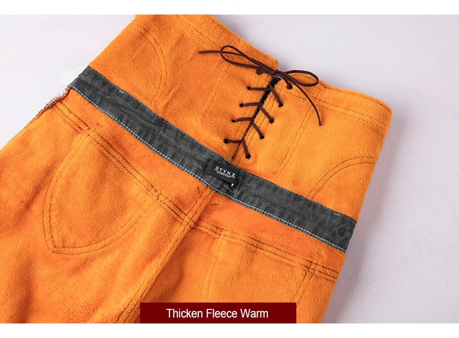 Winter Women Warm Jeans with Thicken Fleece Velvet Denim High Waist front Button back Strap Design Pencil Pants Plus Size S-6XL (4)