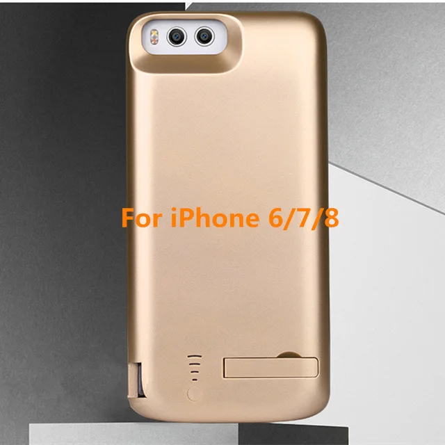 Для iPhone X/iPhone Xs Портативный Батарея Зарядное устройство чехол для iPhone 6 Plus/6s/iPhone 7 Plus/8 резервного копирования Мощность Bank пакет для iPhone 6s/7/8 Plus Батарея чехол - Цвет: Gold For 6 7 8