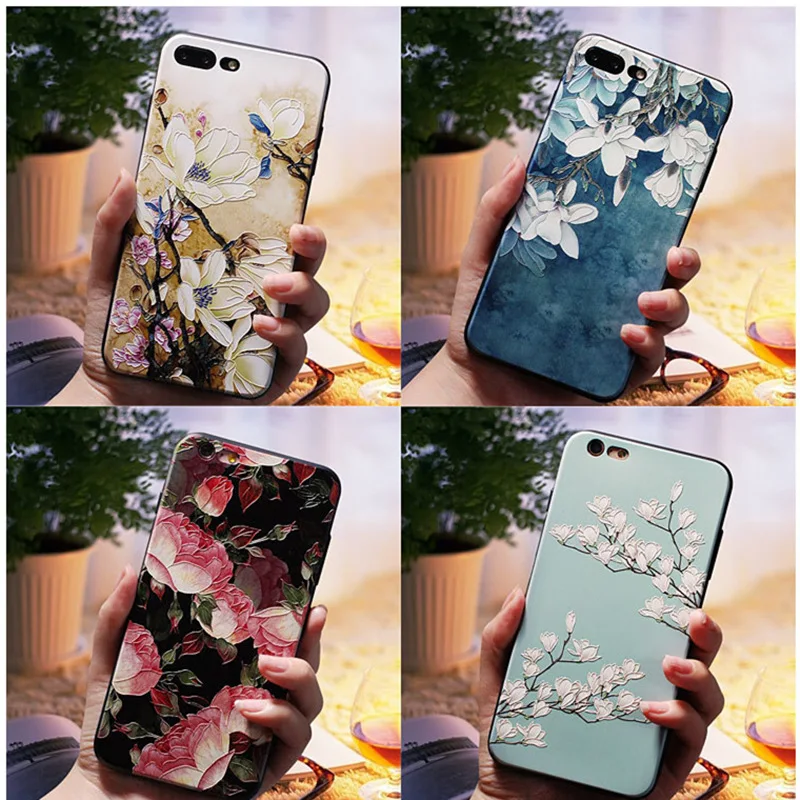 

NEW Color Phone Soft Cover cases for iphone 6 6S 7 7plus 8 8plus 3D Relief Flower Luxury cases for iphone X 10 Thin and light