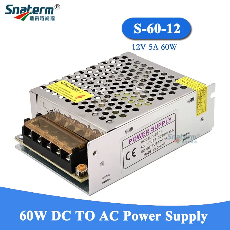 Utini DC12V 24V 5V 600W 500W 300W 200W 120W 100W 60A 50A 30A 20A 10A Switching Power Supply Source Transformer AC DC SMPS Power: DC24V 25A 600W, Input Voltage: AC85-265V 