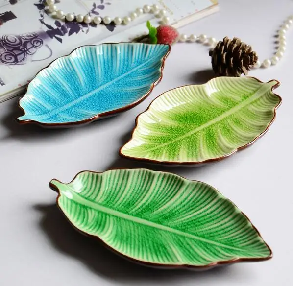 small plate dish creative ceramic leaf shape leaf dish cold small dish