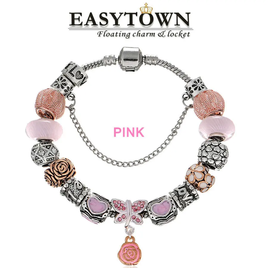 Top Quality Whole European Bead Charms Bijoux Jewelry For Women 2017 Summer Style Jewelry Charm Rose Flower Beads