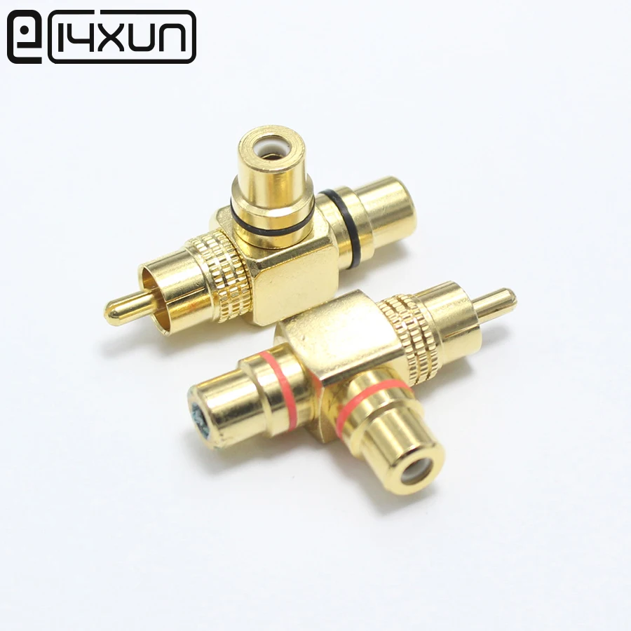 

2Pcs/lot High Quality Gold Plated RCA Male to 2 Female RCA Splitter Adapter AV Video Audio T Plug RCA 3 way Plug