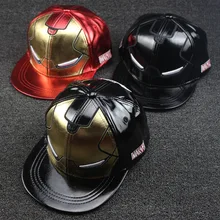 Children Baseball Caps Kid Hip Hop Cap Iron Man Full Leather Street Dance Boys Girls Peaked Cap Fashion Sun Hat iron man baseball cap hat