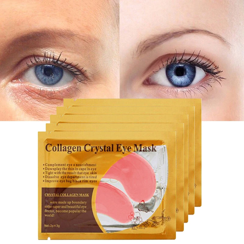 

8Pack=16Pcs Pink Collagen Crystal Eye Mask Remove Dark Circles Eye Patches for Women Whitening Hydrating Eye Face Care