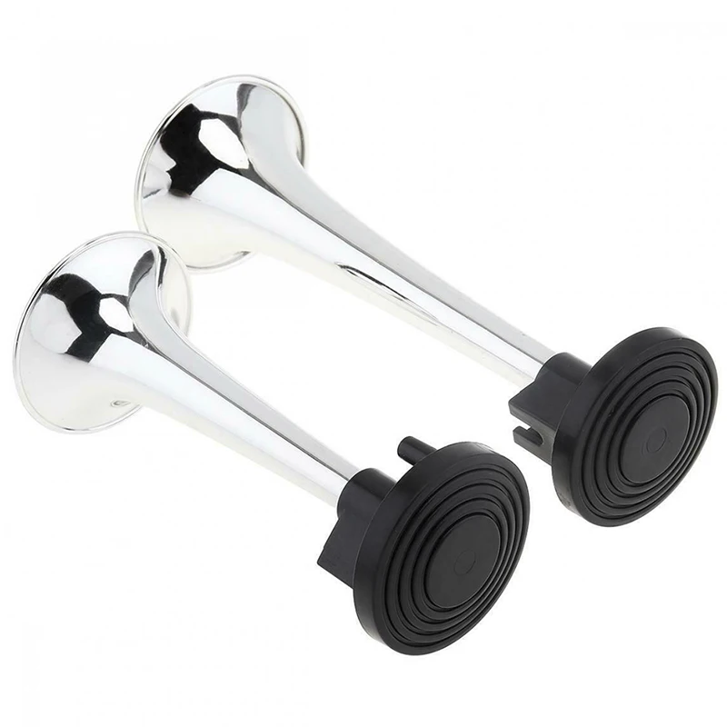 Hot sale 2PCS Universal Train Car Truck Boat Dual Air Horn Trumpet Super Loud Black Silver Color