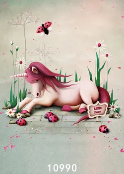 

SJOLOON 5x7ft birthday photography background cartoon pink unicorn photography backdrops newborn for photo studio props vinyl