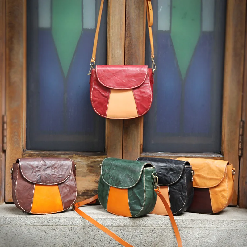 

New original vintage leather handbag hand-studded suede Messenger bag saddle bag ladies Messenger bag free shipping