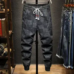 Для мужчин джинсы осень-зима модные Повседневное свободные джинсы 2019 новый человек эластичная кулиска на талии карман motion джинсовые брюки