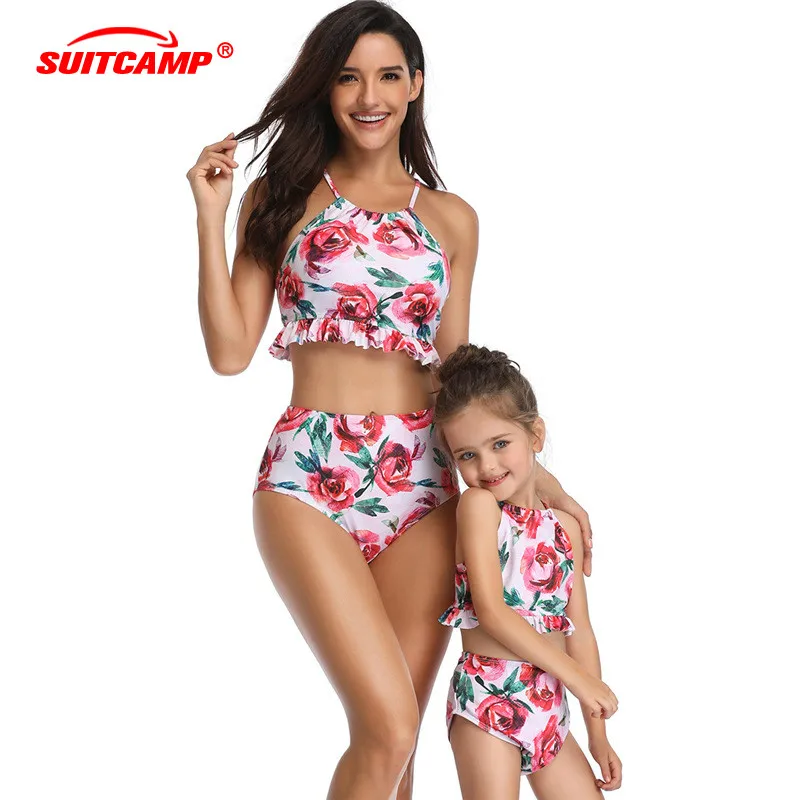 

Two Piece Bathing Suit Women Parent-child Swimwear Bikinis 2 Piece Swimsuit Women Swimsuits Baby Girl Swimsuit