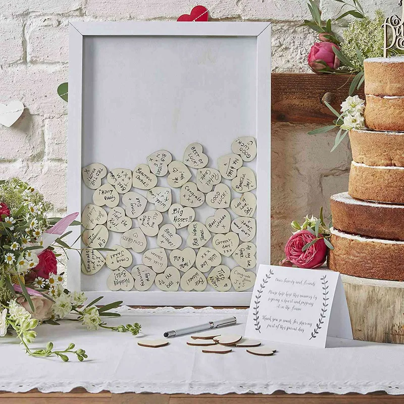 Прямая деревянная рамка Альтернативная Свадебная книга для гостей - Цвет: White