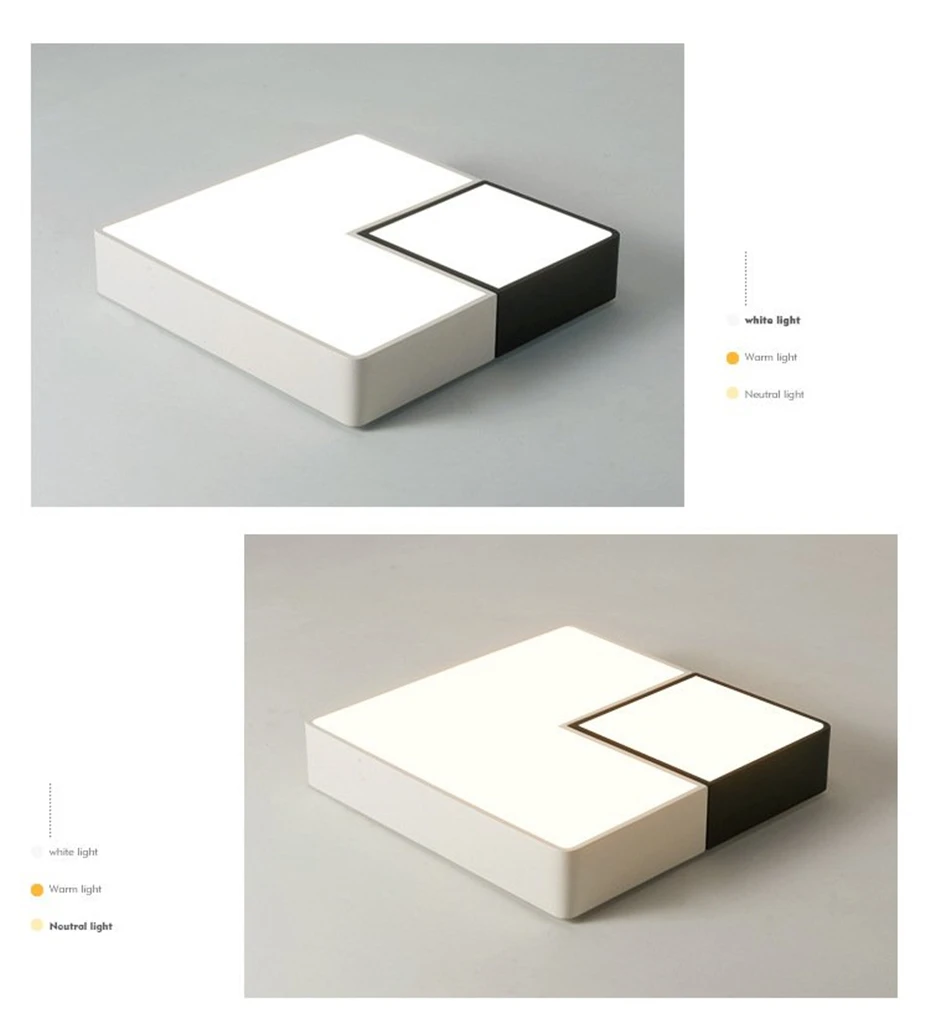 Lâmpada do Quarto Simples Geométrica Praça Led Teto Lâmpada da Cozinha da Moderno Preto e branco Lamparas Techo Restaurante Luminária Casa 8 Cozinha Da Lâmpada Do Quarto moderno Preto