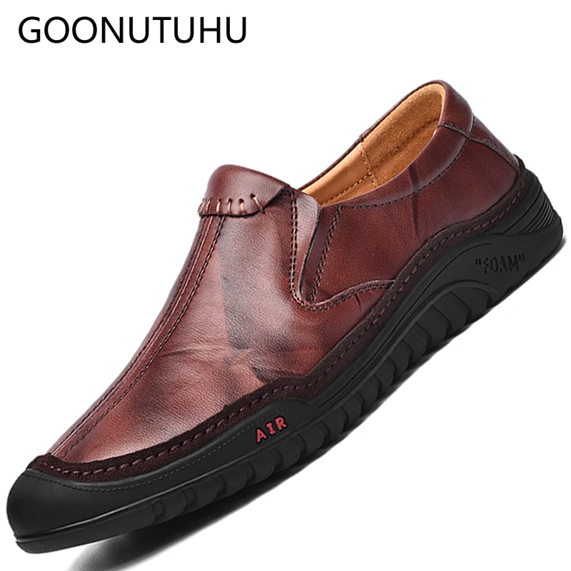 

2019 new fashion men's shoes causal leather loafers male spring autumn slip on shoe man platform driving handmade shoes for men