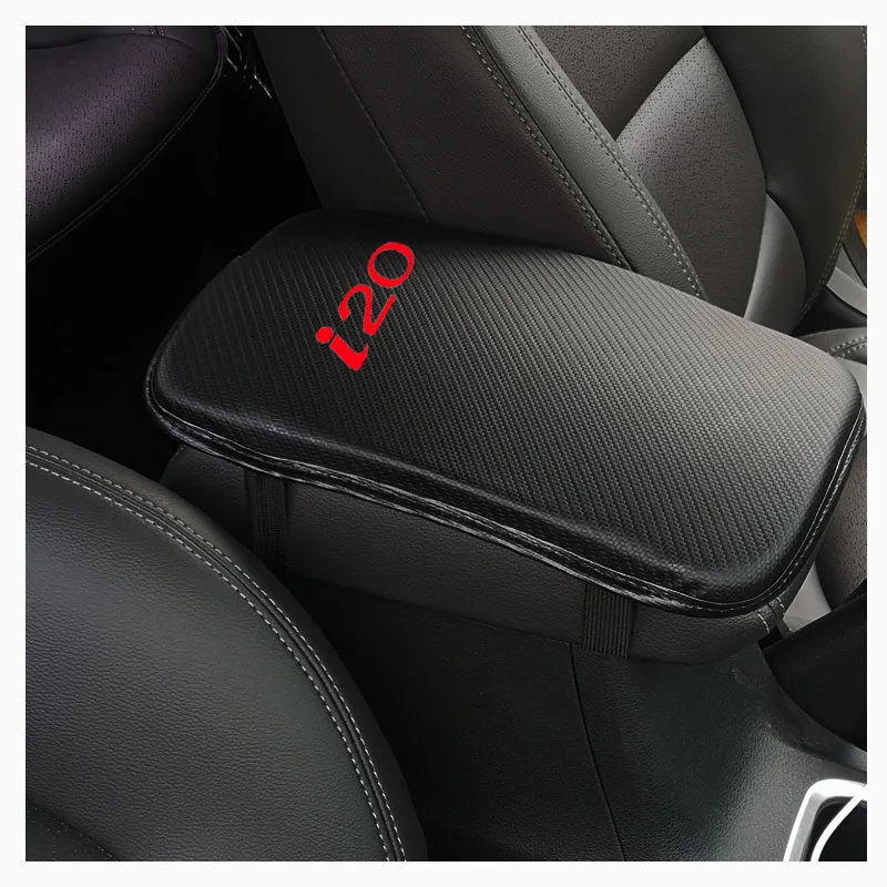 Углеродное волокно текстура из искусственной кожи автомобиля подлокотник колодки Авто сиденья Подлокотники коробка колодки для hyundai I20