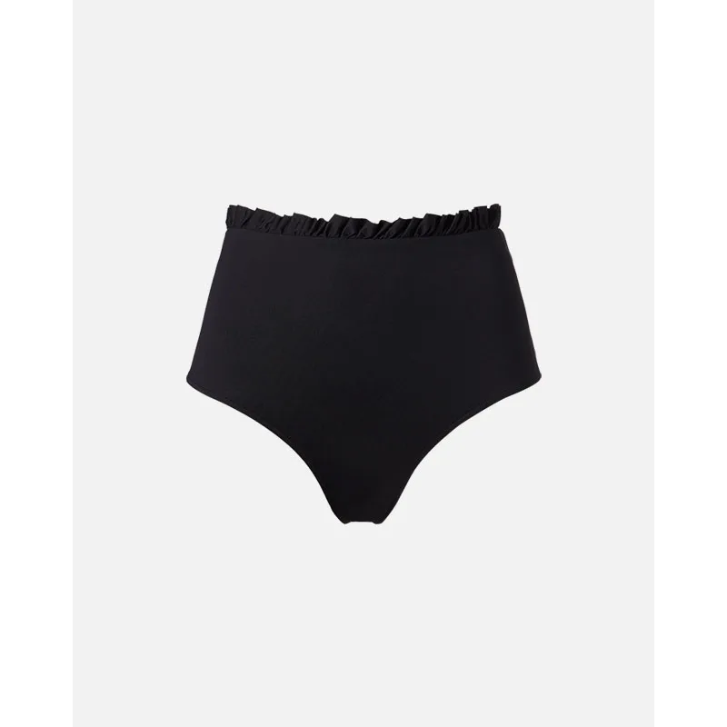 

Women Bikini High Waist Underwear Female Swimwear Solid Color Ruffles Lady Short Pants Gym Yoga Soft Girls Black Bikini Bottoms