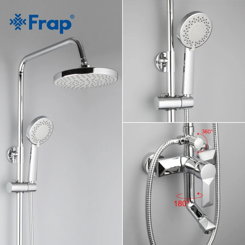 Frap 1 Set Bathroom Rainfall Shower Faucet Set Mixer Tap With Hand Sprayer Wall Mounted Bath