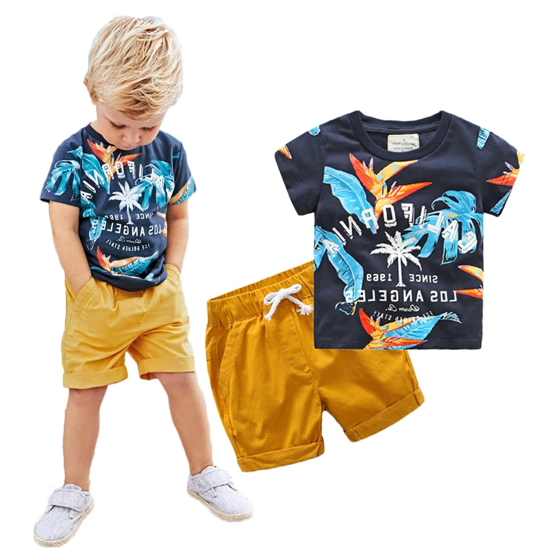 

2017 Baby Boys Sets Summer Boys Sets Clothes T shirt+short Pants cotton sports Letter printed Set Children Suit
