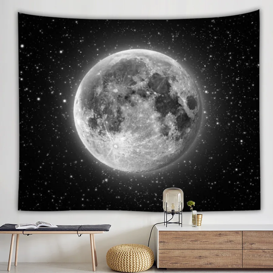 

Fancy Cartoon Moon Cosmos Explore Polyester Tapestry Children Bedroom Wall Hanging Gobelin Bedding Cover Home Decoration