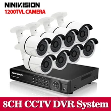CCD Senser CCTV System 1200TVL 8CH AHD Security 720P Video Night Vision Home Surveillance Security Cameras System With 1TB HDD