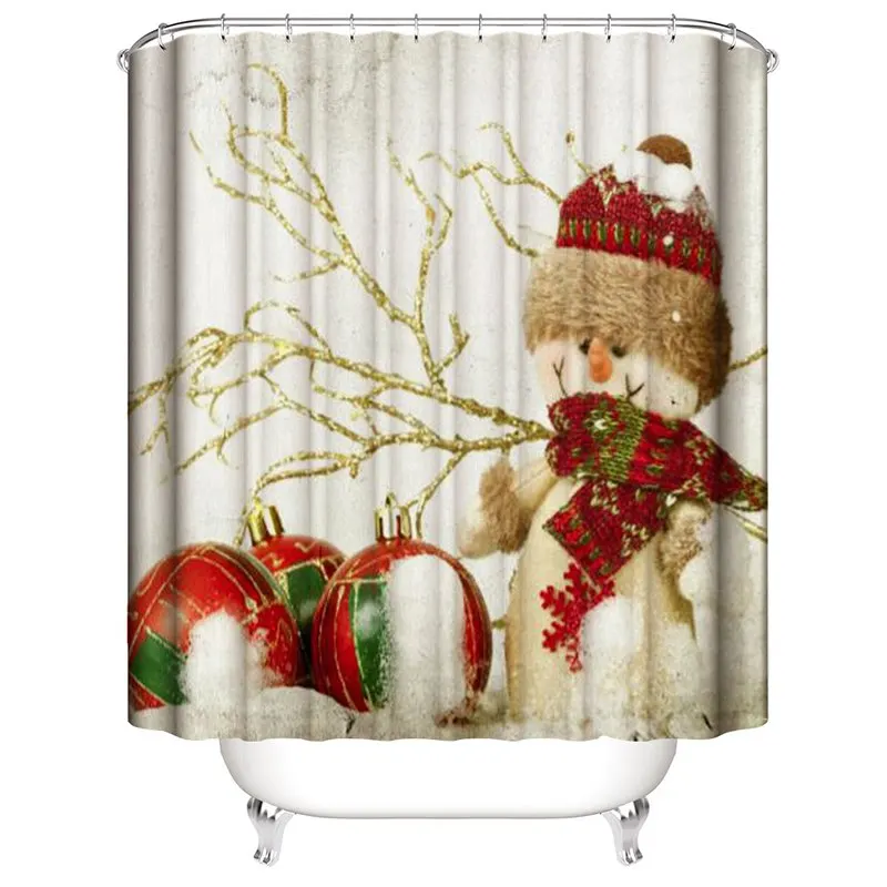 Hoomall 1PC Christmas Decorations Shower Curtain Snowman Print Curtains
