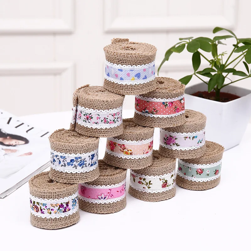 

New DIY 2m Burlap Ribbon Vintage Wedding Ceremony Sisal Lace Trim Jute Hessian Rustic Weddings & Events Party Favors Birthday