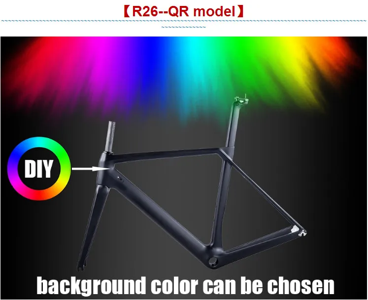 Flash Deal 2018 NEW Chinese Carbon Road Frame T800 UD black Aero full carbon fiber road bike frame QR or thru axle 47/51/53cm 2