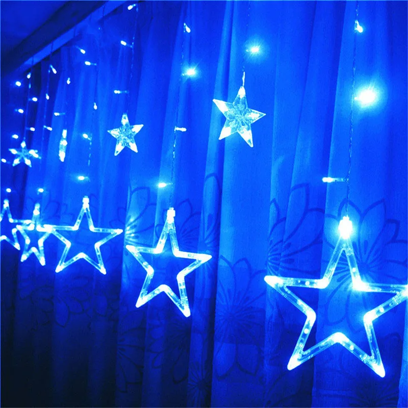 

Christmas Romantic Lighting For Holiday Wedding Garland Party 2.5M 96leds Fairy Star LED Curtain String Light EU Plug AC220V D