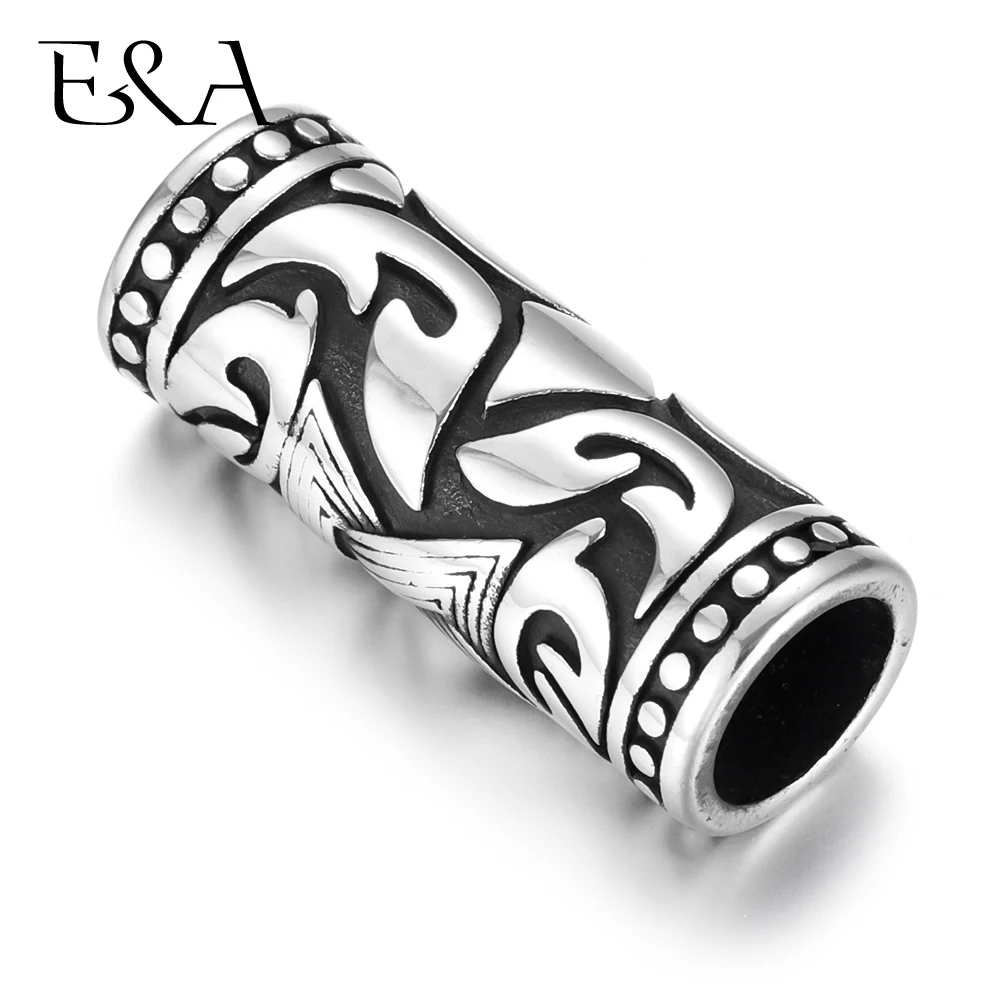 

2pcs Stainless Steel Hole 8mm Slider Tube Beads Viking Slide Charms Bead for Bracelet DIY Accessories Jewelry Making Supplies