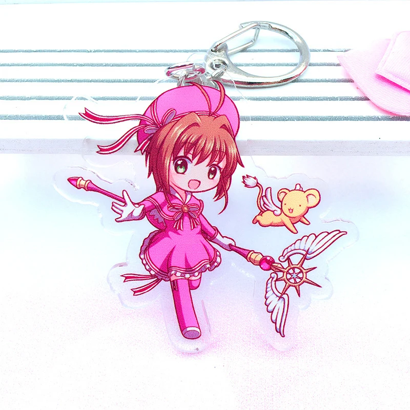 Аниме Cardcaptor Брелок Сакура каваи мультфильм брелки двухсторонний кулон