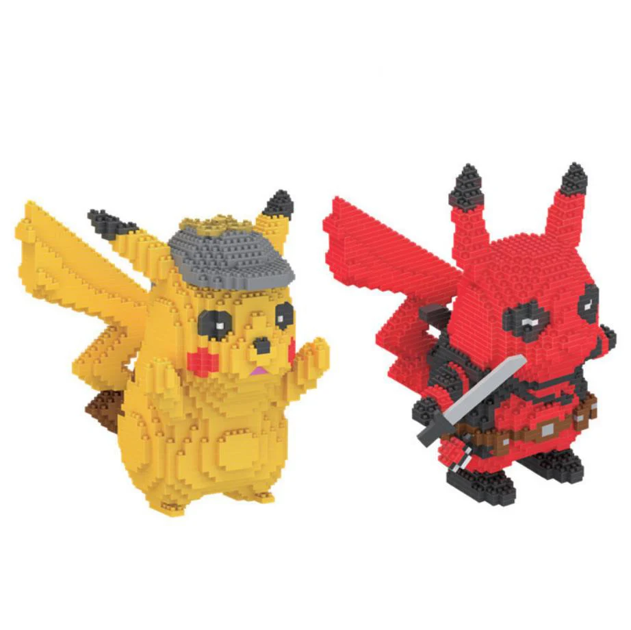 

Hot Anime movie image marvel Deadpool poke Detective Pikachu micro diamond building block nanoblock bricks toys collection