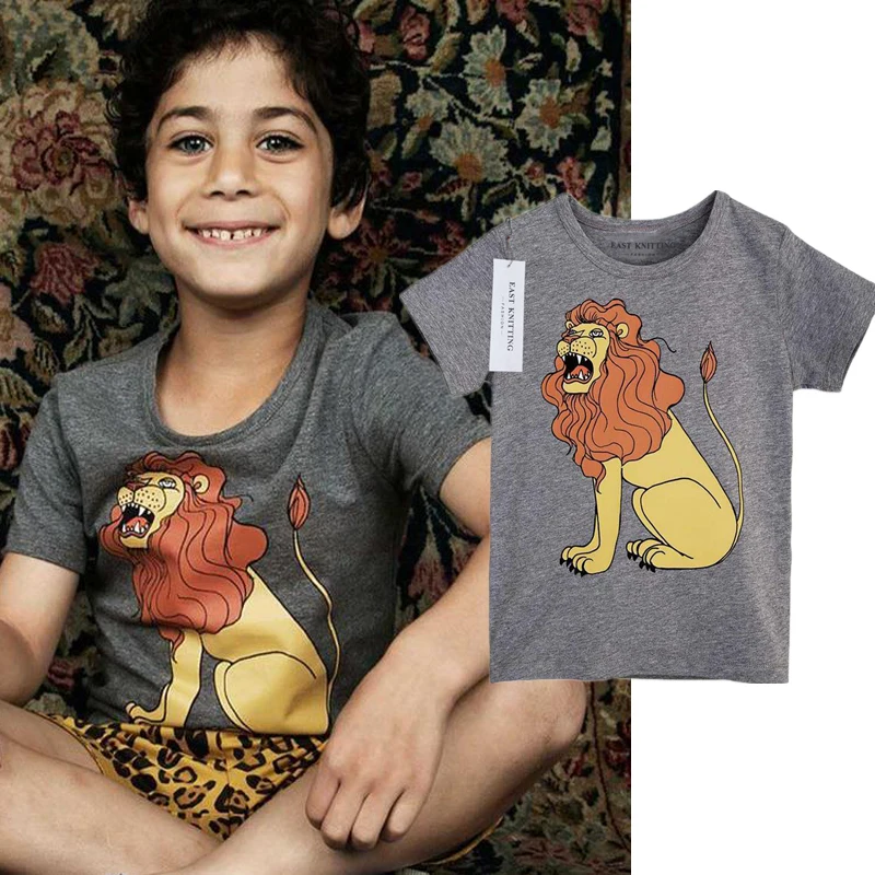 

DERMSPE 2019 Cartoon Graphic Printed Tee Kids Clothing Boy Girl Kids Summer Short Sleeve Tops Blouses T Shirt Tees Clothes Gray