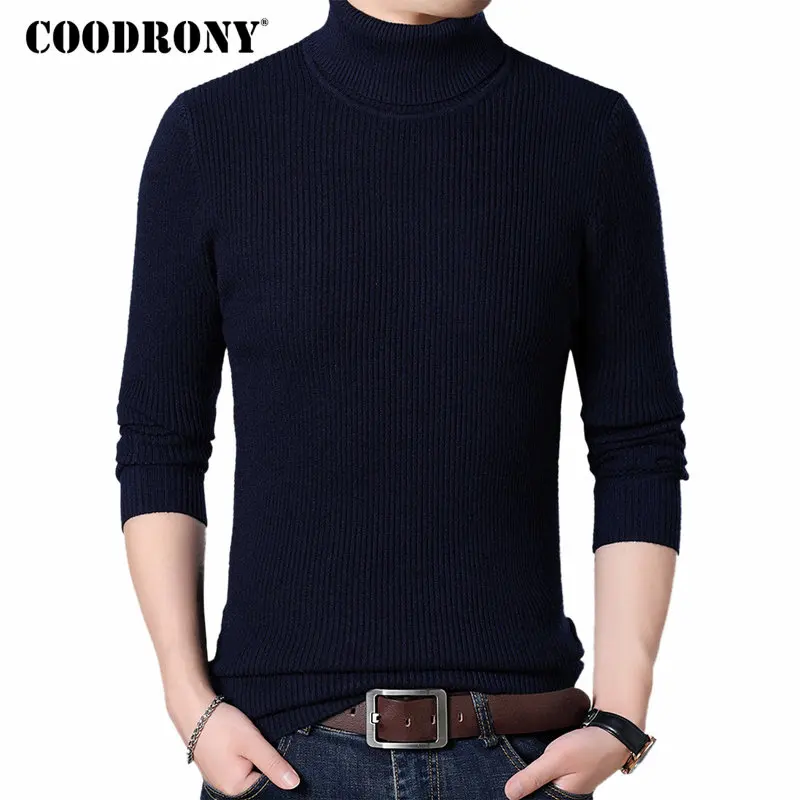 

COODRONY Mens Sweaters 2018 Autumn Winter Thick Warm Pullover Men Knitted Cashmere Wool Sweater Men Heavy Turtleneck Jumper 8229