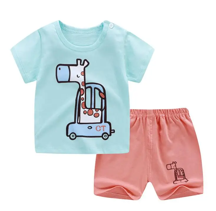 2019 جديد الصيف الأطفال قصيرة الأكمام مجموعة تي شيرتات قصيرة للأطفال النقي تي شيرتات قطن للبنين والبنات دعوى الاطفال الملابس