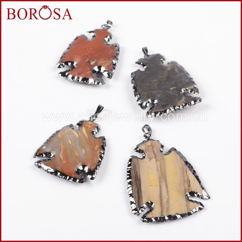 BOROSA модный 1 шт пистолет черного цвета грубые натуральные драгоценные камни