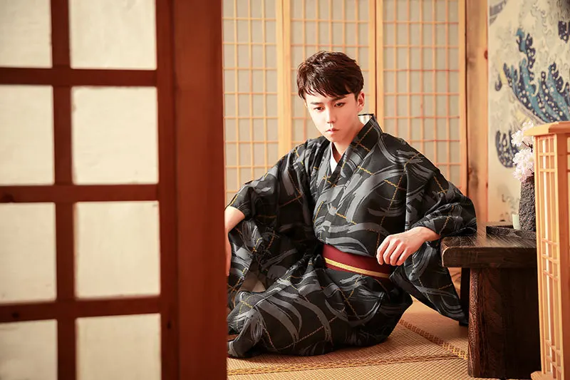 Kimono Японский мужской анти-«wrinkle Free» гладильная традиционные кимоно воина костюм - Цвет: Kimono