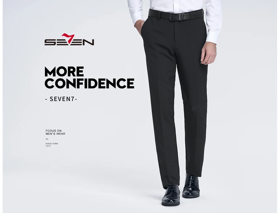 Seven7 Брендовые мужские строгие брюки Классические однотонные длинные деловые черные брюки прямые мужские нарядные брюки размера плюс 115B70020