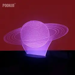 Творческие подарки Сатурн модель 3D светодиодный 7 цветов Изменение освещения лампы сенсорный выключатель для праздника украшение