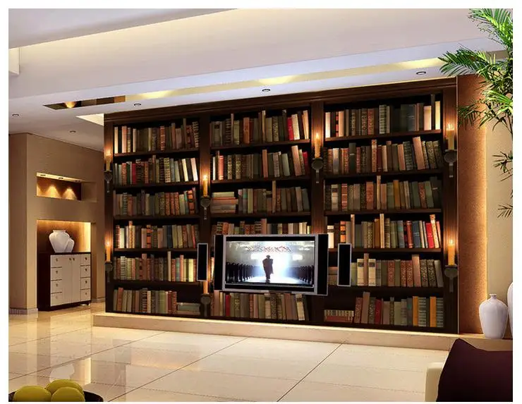 صور مخصصة خلفيات 3d جداريات حائطية خلفيات خزانة رف وضع جداريات حائطية الكتب خلفيات لغرفة المعيشة