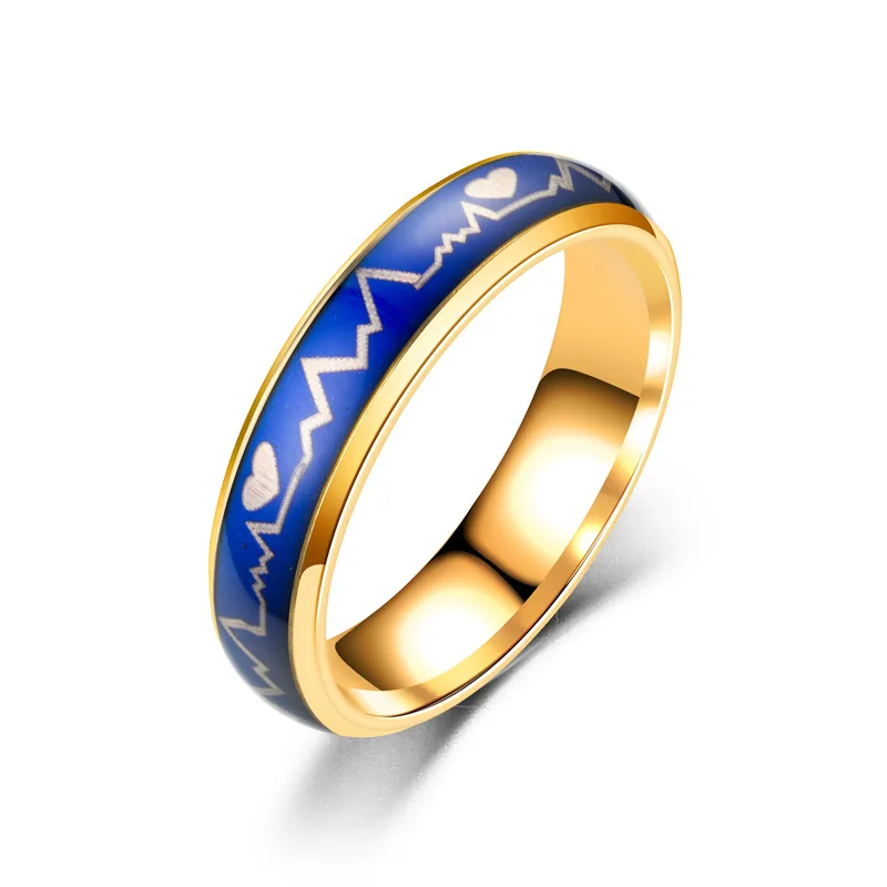 Кольцо-Определитель настроения Цвет Температура изменение Волшебная нержавеющие Сталь свадебные кольца для мужчин и женщин Модные украшения