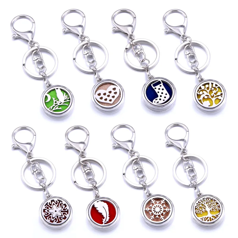 

Owl Tree of Life Aromatherapy Perfume Locket Keychain aroma diffuser car keychain Essential Oil Diffuser key chain pendant Gift