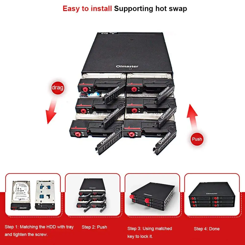 6-Bay 2,5 дюймов SATA SSD HDD горячей замены мобильный стеллаж для выставки товаров/Корпус жесткого диска стеллаж для хранения данных для 5,25 отсек для жесткого диска